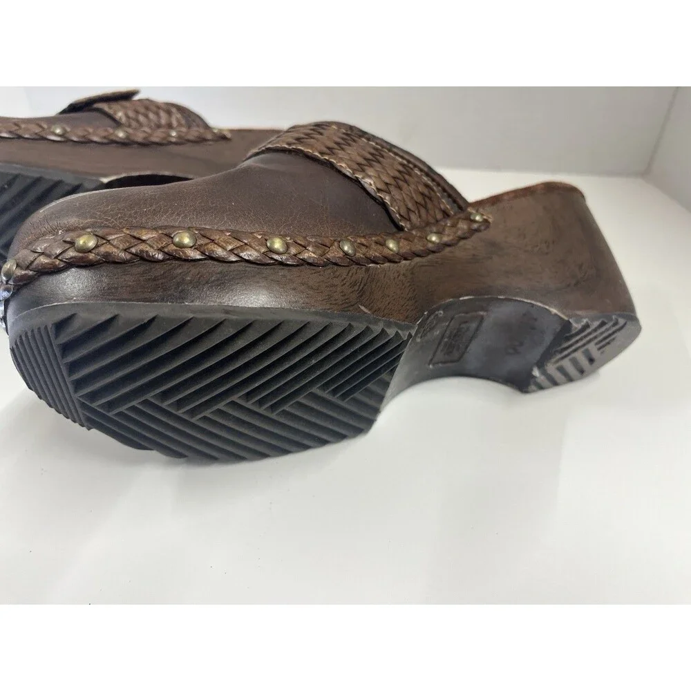 Vintage Arizona Clogs Mule Slides Nature Braided Leather Shoes Womens 7.5 Y2K